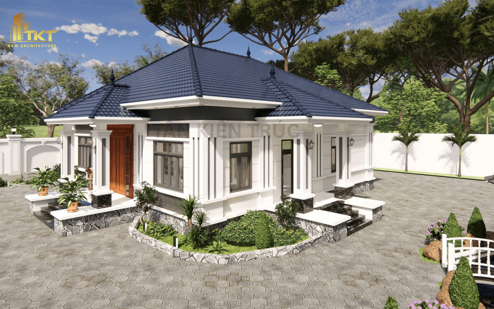 Biệt Thự Vườn 1 Tầng Mái Nhật Tân Cổ Điển